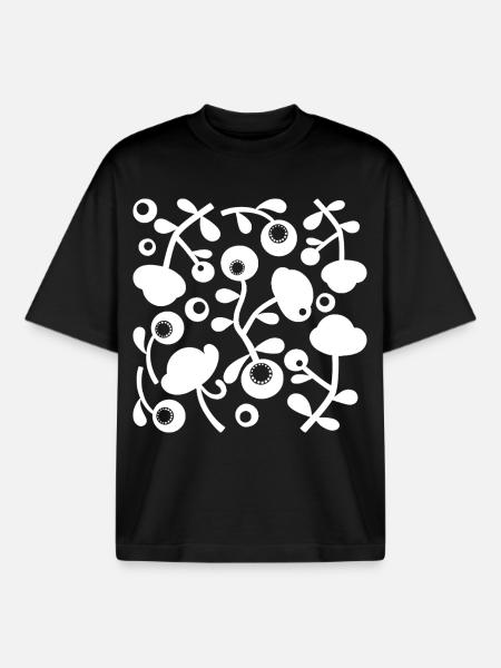Abstract Peonies L White Transparent - Boxy Heavyweight Unisex Organic T-Shirt by Stanley/Stella - black