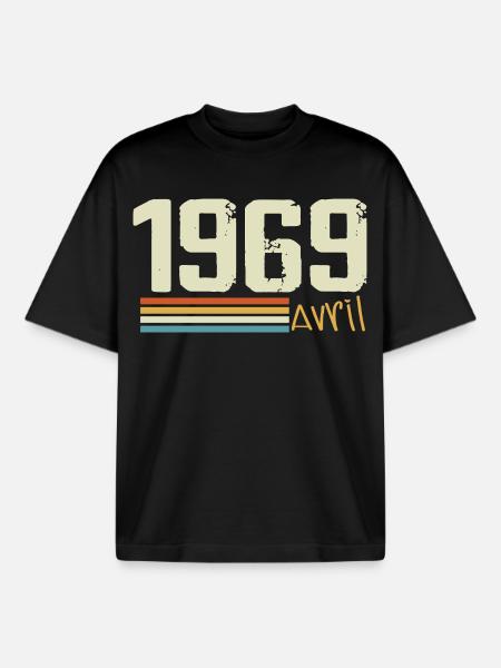 Né en avril 1969 - T-shirt unisexe boxy épais biologique Stanley/Stella - noir