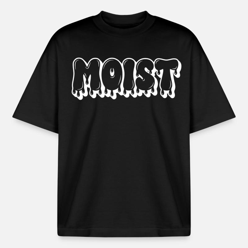 Moist Dripping Text - Heavyweight Boxy Unisex T-Shirt by Stanley/Stella - black