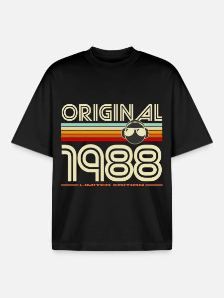 Original 1988 Édition Limitée Retro - T-shirt unisexe boxy épais biologique Stanley/Stella - noir