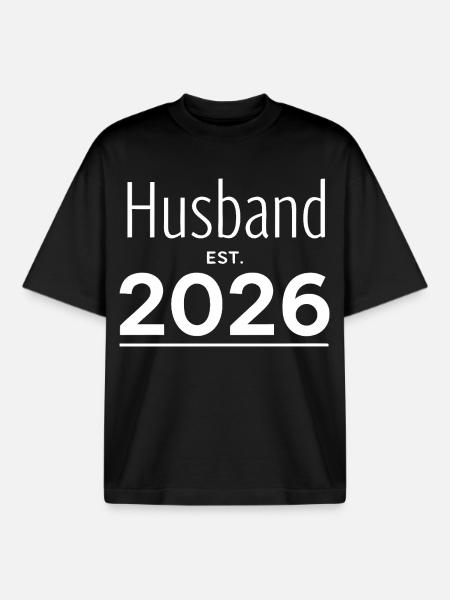 Husband 2026 Wedding Groom - Boxy Heavyweight Unisex Organic T-Shirt by Stanley/Stella - black
