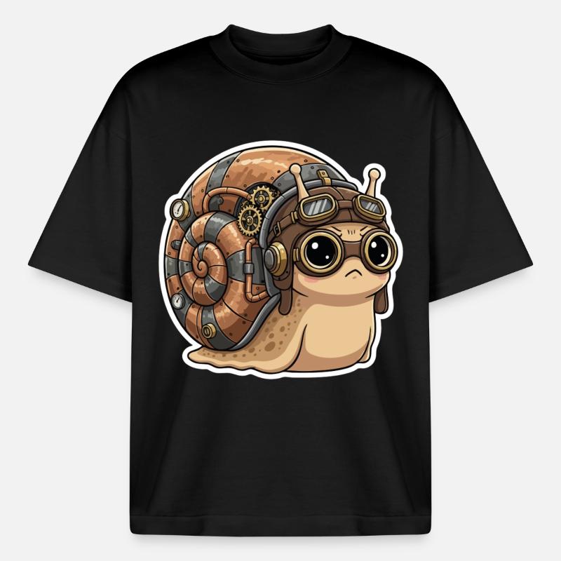 Snail Aviator Steampunk Shell Copper - Boxy Heavyweight Unisex Organic T-Shirt von Stanley/Stella - Schwarz