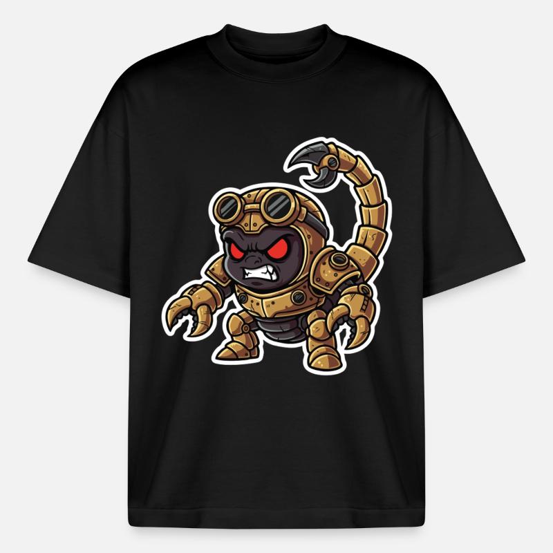 Skorpion Bionic Steampunk Krieger Messingnieten - Boxy Heavyweight Unisex Organic T-Shirt von Stanley/Stella - Schwarz