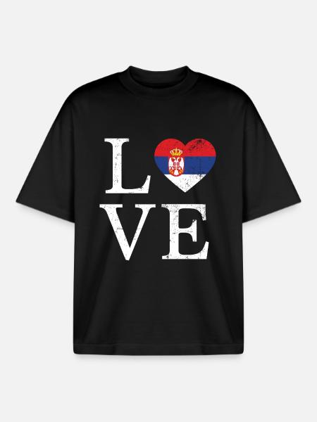 Love Serbia - Boxy Heavyweight Unisex Organic T-Shirt by Stanley/Stella - black