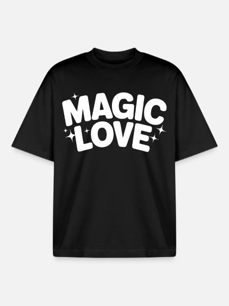 Magical Love Lettering - Boxy Heavyweight Unisex Organic T-Shirt by Stanley/Stella - black