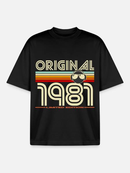 Original 1981 Edition Retro - Boxy Heavyweight Unisex Organic T-Shirt by Stanley/Stella - black