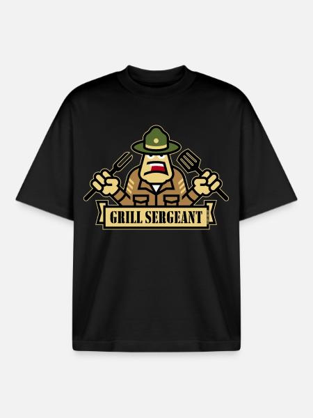 Grill Sergeant (Grilling / BBQ / Barbecue / Outl) - Boxy Heavyweight Unisex Organic T-Shirt by Stanley/Stella - black