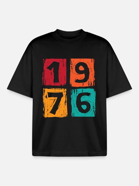 Millésime 1976 - T-shirt unisexe boxy épais biologique Stanley/Stella - noir