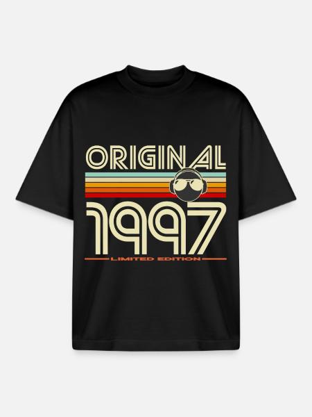Original 1997: rétro écouteurs - T-shirt unisexe boxy épais biologique Stanley/Stella - noir