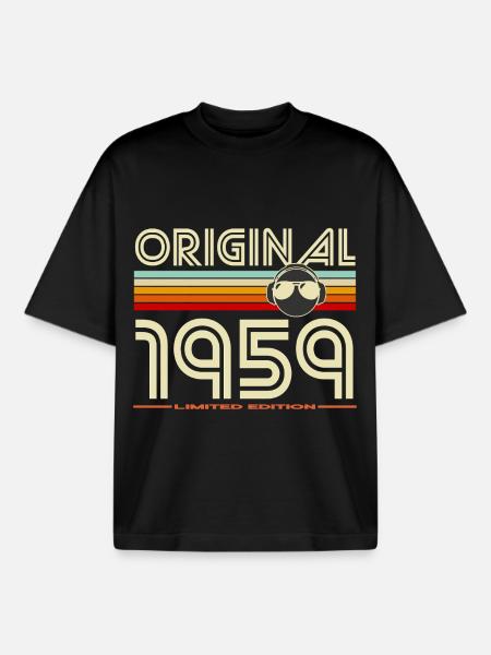 Rétro 1959 Édition Limitée - T-shirt unisexe boxy épais biologique Stanley/Stella - noir