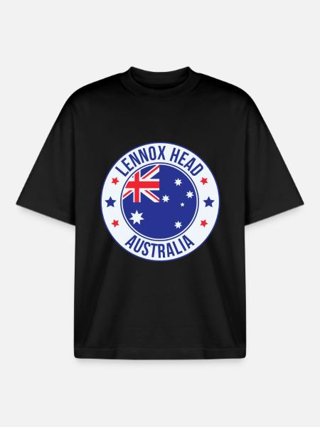 Lennox Head Australia Badge - Boxy Heavyweight Unisex Organic T-Shirt by Stanley/Stella - black