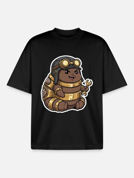 Steampunk Engineer Engineer Brass Crawler - Boxy Heavyweight Unisex Organic T-Shirt by Stanley/Stella - black