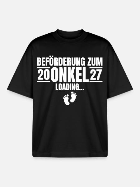 Beförderung zum Onkel 2027 Loading - Boxy Heavyweight Unisex Organic T-Shirt von Stanley/Stella - Schwarz
