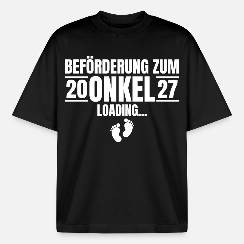 Beförderung zum Onkel 2027 Loading - Boxy Heavyweight Unisex Organic T-Shirt von Stanley/Stella - Schwarz