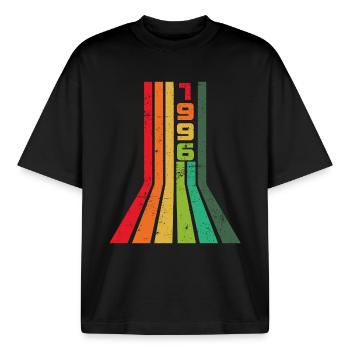 Vintage 1996 - Boxy Heavyweight Unisex Organic T-Shirt von Stanley/Stella - Schwarz - Vorne - AI Model Male 185 light (185cm) & AI Model Female 172 dark (172cm)