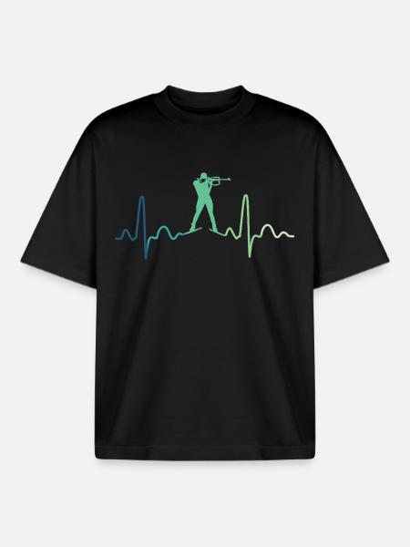 Biathlon Herzschlag-Biathlet - Boxy Heavyweight Unisex Organic T-Shirt von Stanley/Stella - Schwarz