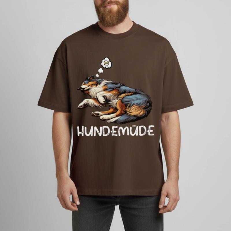 Hundemüde Australian Shepherd Aussie Aussiehalter Boxy Heavyweight Unisex Organic T-Shirt von Stanley/Stella