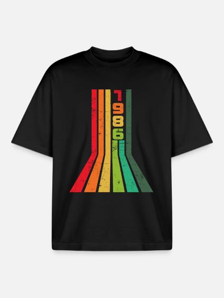 Millésime 1986 - T-shirt unisexe boxy épais biologique Stanley/Stella - noir