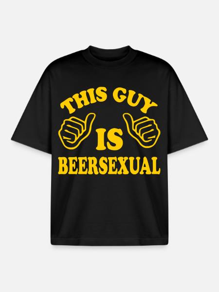 This Guy Is Beersexual - Boxy Heavyweight Unisex Organic T-Shirt by Stanley/Stella - black