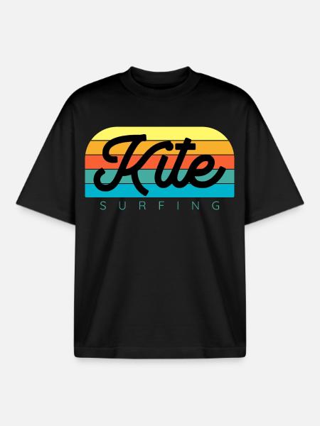 Kitesurfer Kiteboard Kitesurfing Kitesurf - Boxy Heavyweight Unisex Organic T-Shirt by Stanley/Stella - black