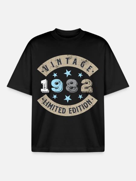 1982 44th Birthday - Boxy Heavyweight Unisex Organic T-Shirt by Stanley/Stella - black