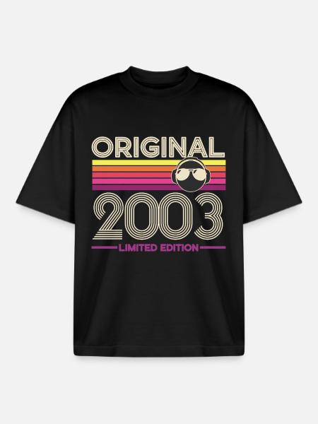Original 2003 Edition Rétro DJ - T-shirt unisexe boxy épais biologique Stanley/Stella - noir