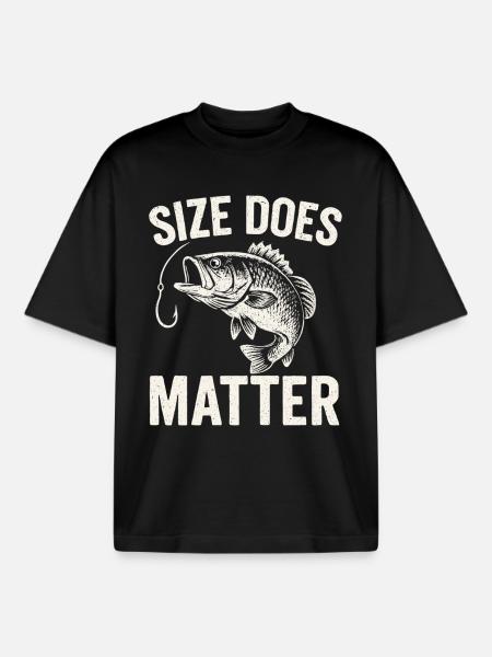 Size Does Matter - Funny Angler T-Shirt - Boxy Heavyweight Unisex Organic T-Shirt by Stanley/Stella - black