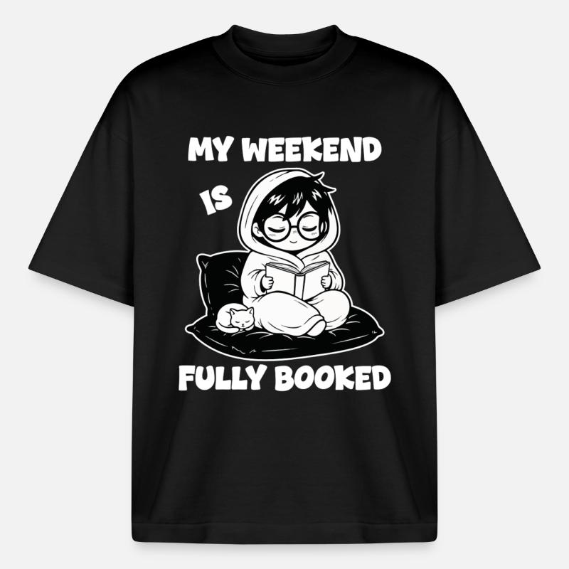 Reader Book Fully Booked Manga - Boxy Heavyweight Unisex Organic T-Shirt by Stanley/Stella - black