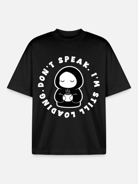 Cafe I'm Still Loading Manga - Boxy Heavyweight Unisex Organic T-Shirt by Stanley/Stella - black