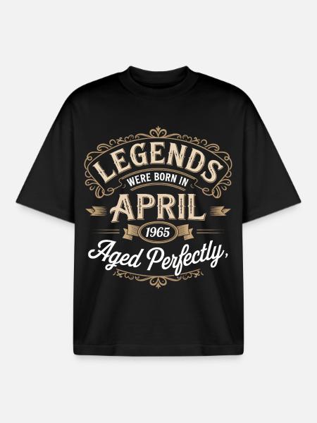 Regalo di compleanno di aprile 1965 Fantastico da aprile - T-shirt unisex boxy pesante biologica di Stanley/Stella - nero
