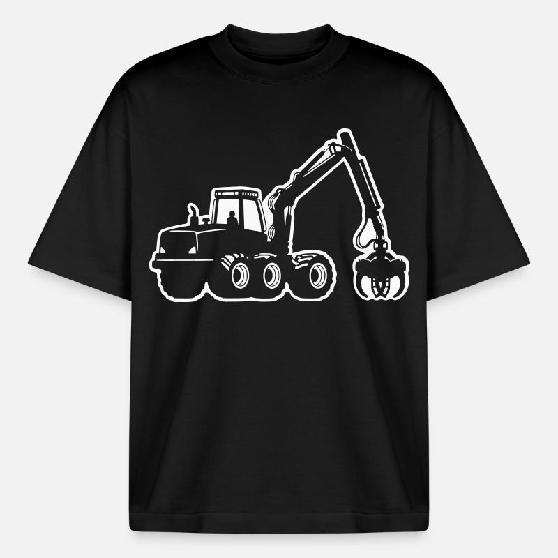 Silhouette de moissonneuse - T-shirt unisexe boxy épais biologique Stanley/Stella - noir