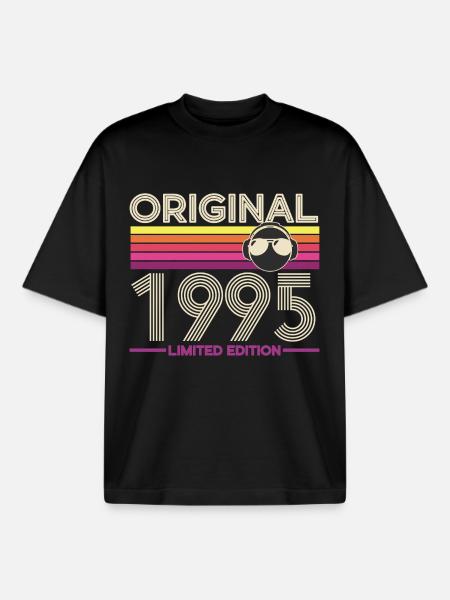 Original 1995 Limited Edition Retro - Boxy Heavyweight Unisex Organic T-Shirt by Stanley/Stella - black