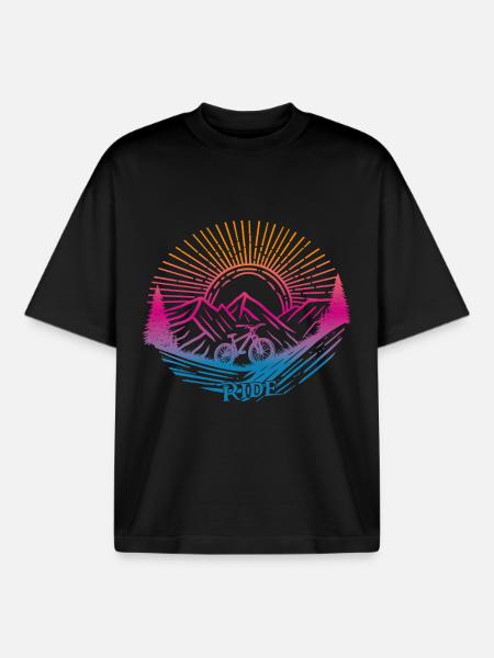 Descente à vélo - T-shirt unisexe boxy épais biologique Stanley/Stella - noir