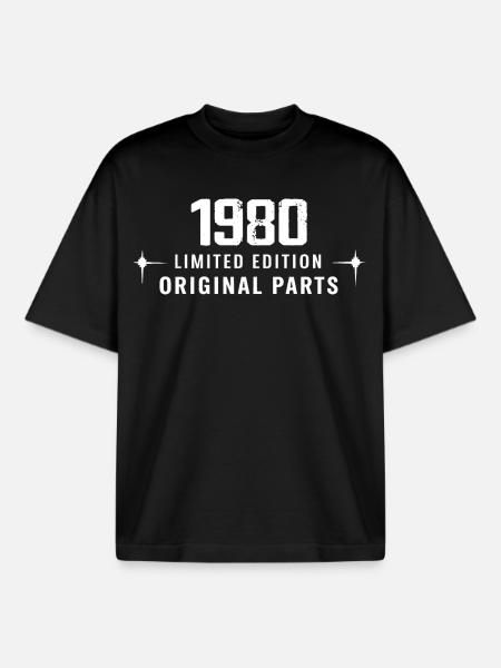 Millésime 1980 - T-shirt unisexe boxy épais biologique Stanley/Stella - noir