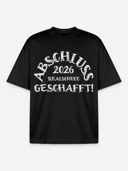 Abschluss 2026 Realschule geschafft!  - Boxy Heavyweight Unisex Organic T-Shirt von Stanley/Stella - Schwarz