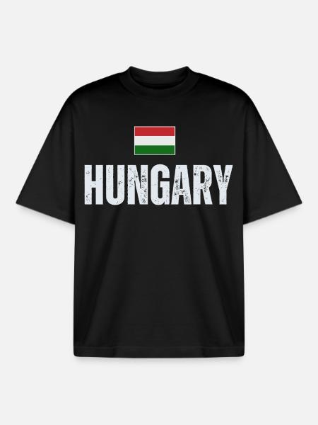 Hungarian flag, Hungarian patriot - Boxy Heavyweight Unisex Organic T-Shirt by Stanley/Stella - black