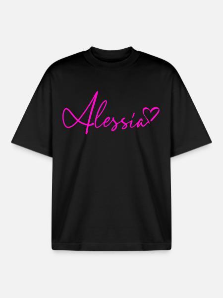 Alessia Signature Neon Pink - Boxy Heavyweight Unisex Organic T-Shirt by Stanley/Stella - black