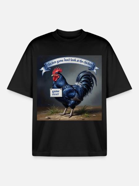 chicken game - Boxy Heavyweight Unisex Organic T-Shirt by Stanley/Stella - black