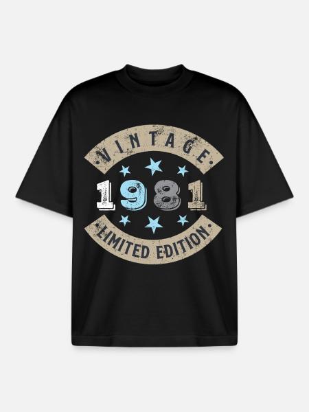 Millésime 1981 - T-shirt unisexe boxy épais biologique Stanley/Stella - noir