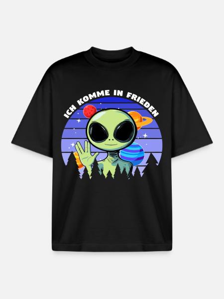 ich komme in frieden - alien - Boxy Heavyweight Unisex Organic T-Shirt von Stanley/Stella - Schwarz