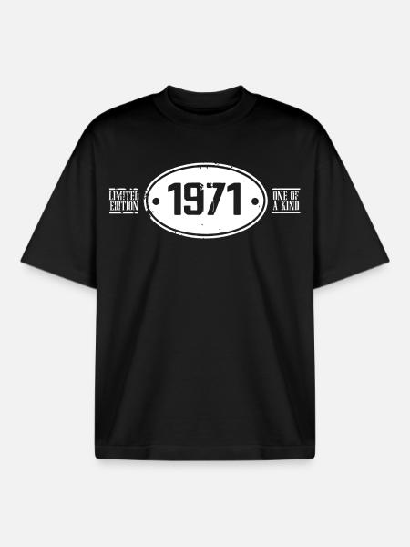 1971 Birthday 1971 - Boxy Heavyweight Unisex Organic T-Shirt by Stanley/Stella - black