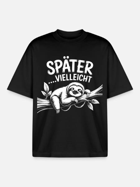 Lustiges Faultier - später vielleicht - Boxy Heavyweight Unisex Organic T-Shirt von Stanley/Stella - Schwarz
