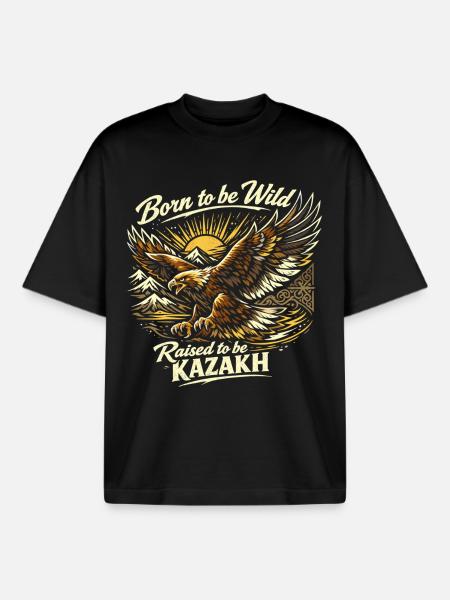 Golden Eagle Wild Kazakh Design - Boxy Heavyweight Unisex Organic T-Shirt by Stanley/Stella - black