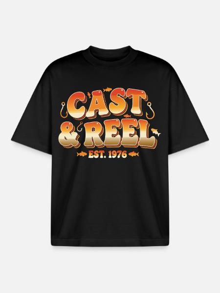 Cast Reel Est 1976 - Boxy Heavyweight Unisex Organic T-Shirt von Stanley/Stella - Schwarz