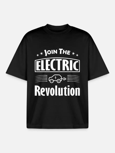 Join The Electric Revolution - Boxy Heavyweight Unisex Organic T-Shirt by Stanley/Stella - black