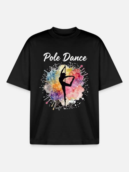 Pole Dance Silhuet – Akvarelkunstdesign - Stanley/Stella unisex boxy heavyweight T-shirt økologisk - sort