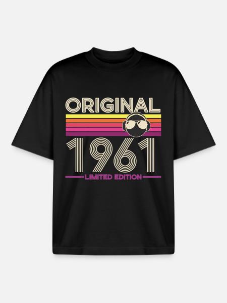Original 1961 Limited Edition Retro - Boxy Heavyweight Unisex Organic T-Shirt by Stanley/Stella - black