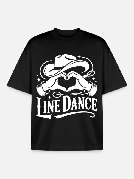Line Dance Hjertehænder Cowboy - Stanley/Stella unisex boxy heavyweight T-shirt økologisk - sort