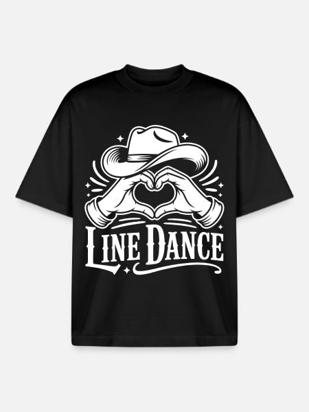 Line Dance Love - Boxy Heavyweight Unisex Organic T-Shirt by Stanley/Stella - black
