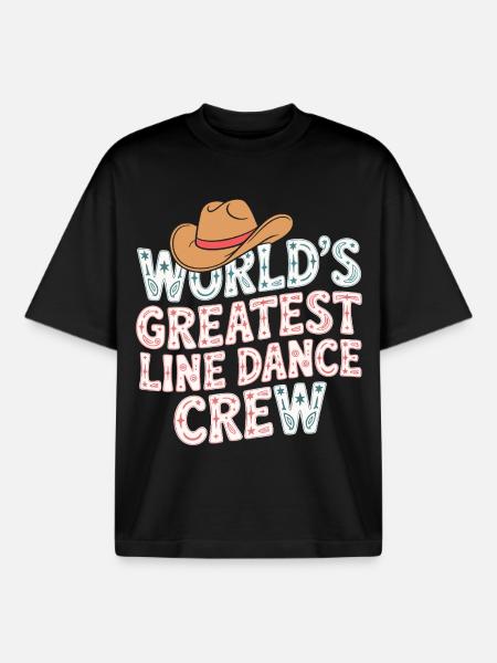 World's Best Line Dance Crew - Boxy Heavyweight Unisex Organic T-Shirt by Stanley/Stella - black